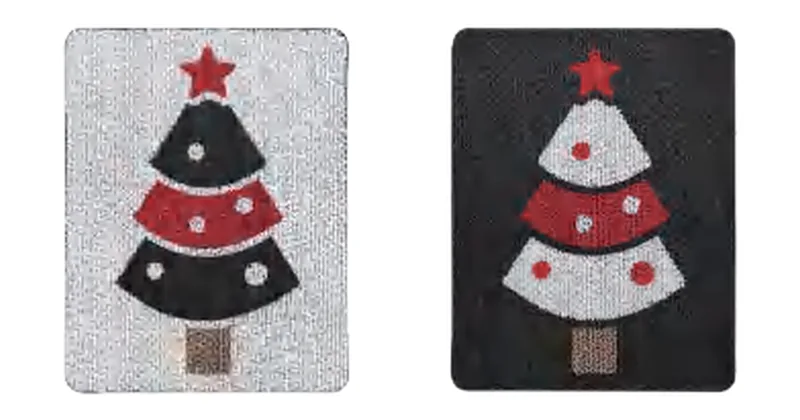 Colourful Xmas Tree design options, corrugated paper
