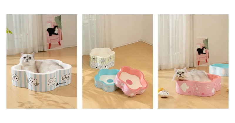 Flower Cat Bed design options, corrugated paper