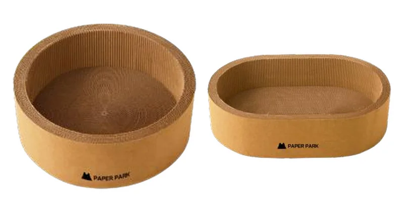 Deep Kraft Paper Cat Bed design options, corrugated paper with kraft-paper exterior