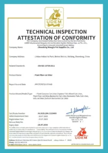 Preview of the supplied wangjia plant fibre cat litter conformity document; open the original to read its scope