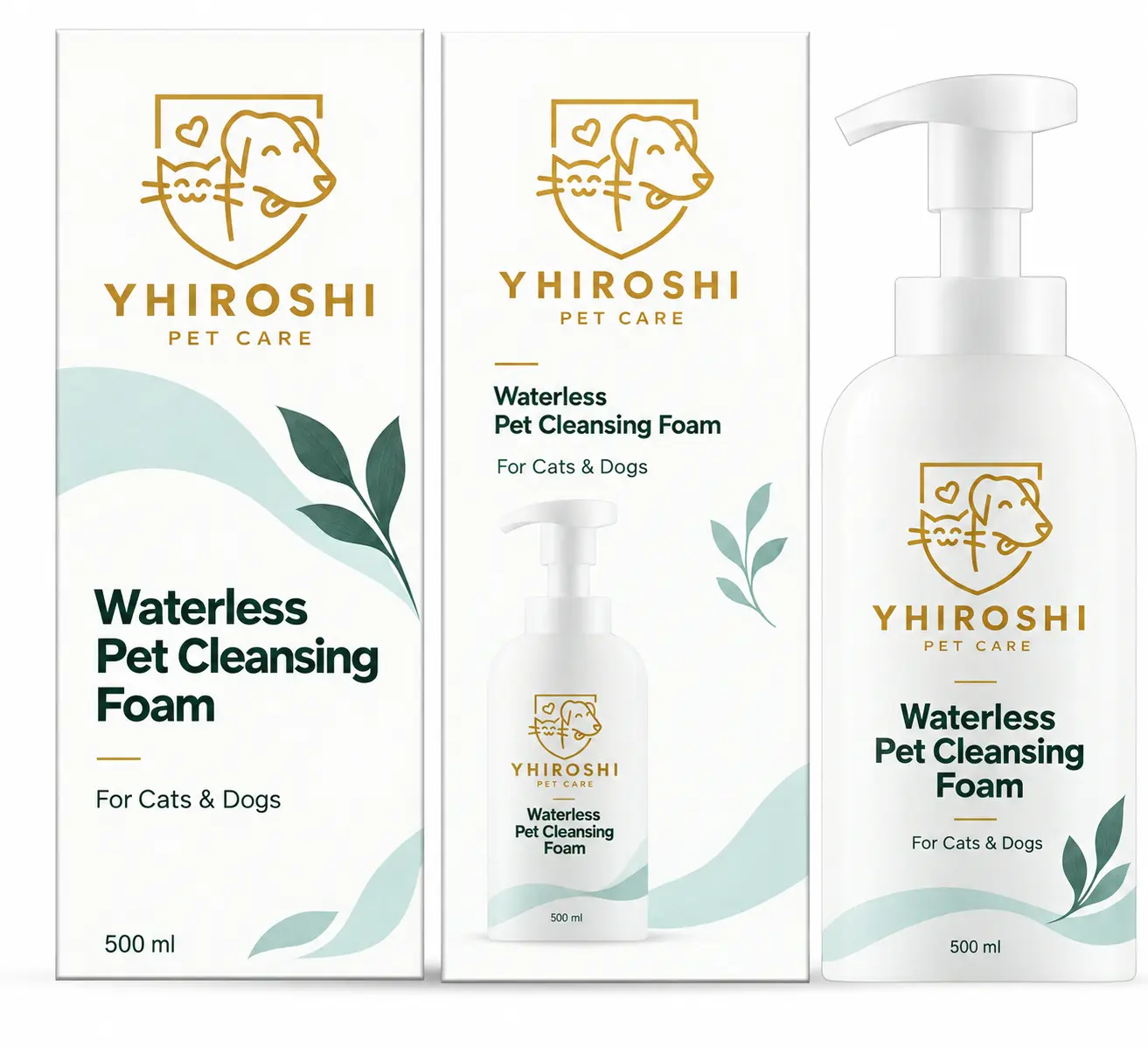 YHIROSHI Waterless Pet Cleansing Foam 500 ml packaging