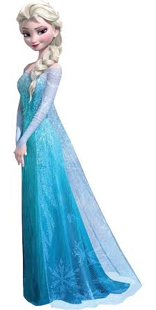 Full-length Elsa character reference in a blue dress