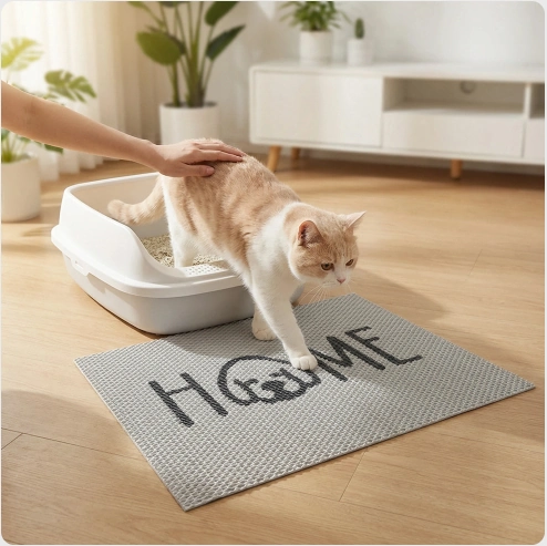 Home Cat Graphic PVC Mat — supplier catalogue artwork reference