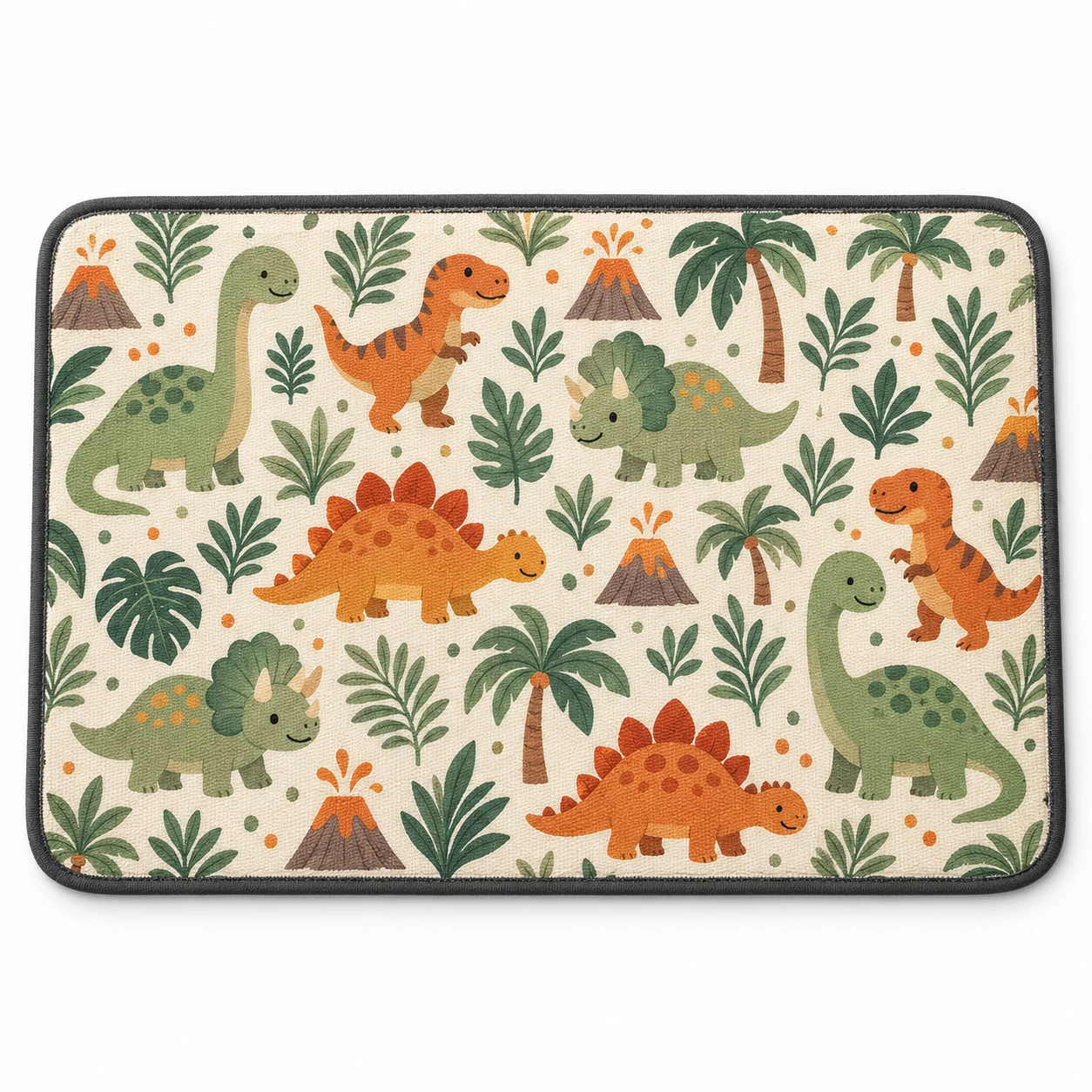 Original friendly dinosaur pattern on a printed pet mat